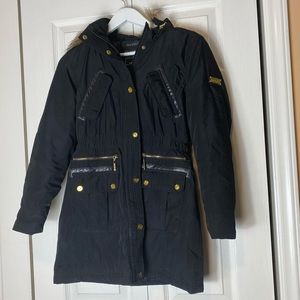 Coogi Zip Up Puffer Faux Fur Hooded Jacket